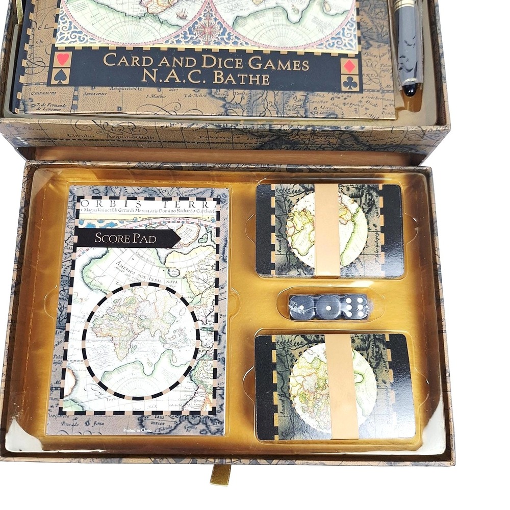 Vintage World Map Card and Dice Games Gift Set Robert Frederick 2004 Edition